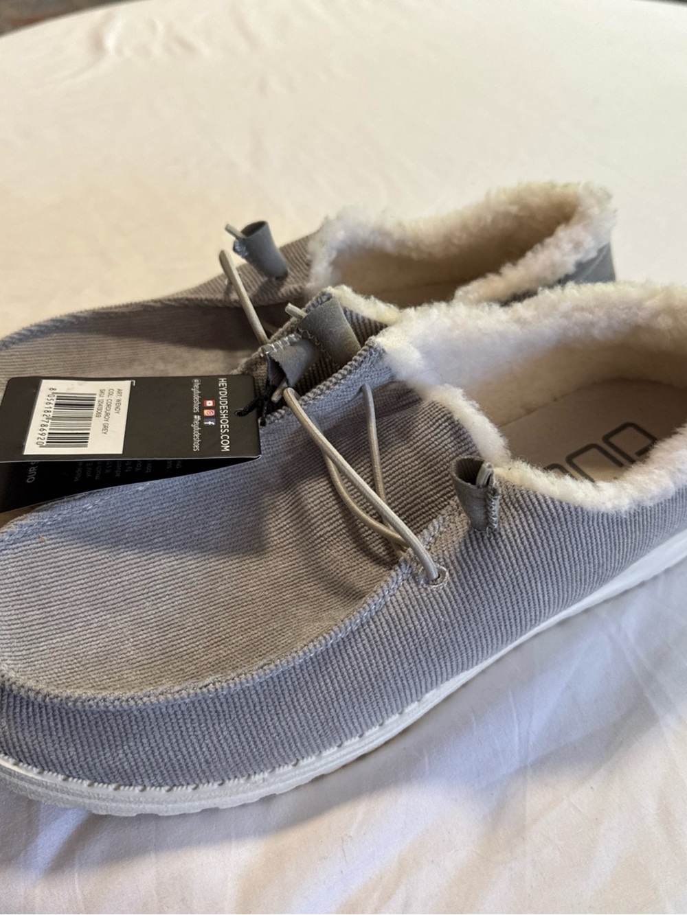 Hey Dude Women’s Wendy Corduroy Grey Slip-On Loafers Shoes Slippers NWT Size 11